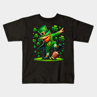 St Patricks Day Boy Men Football Costume Dabbing Leprechaun Kids T-Shirt